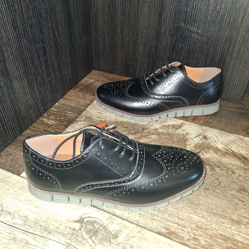 Deer Stags Big Kids Benton Jr Wingtip Hybrid Dress Sneaker Black/Gray Size 4M